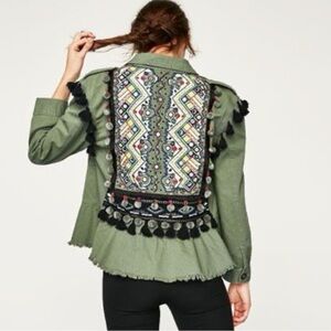 Zara Multicolor Embroidered military Jacket